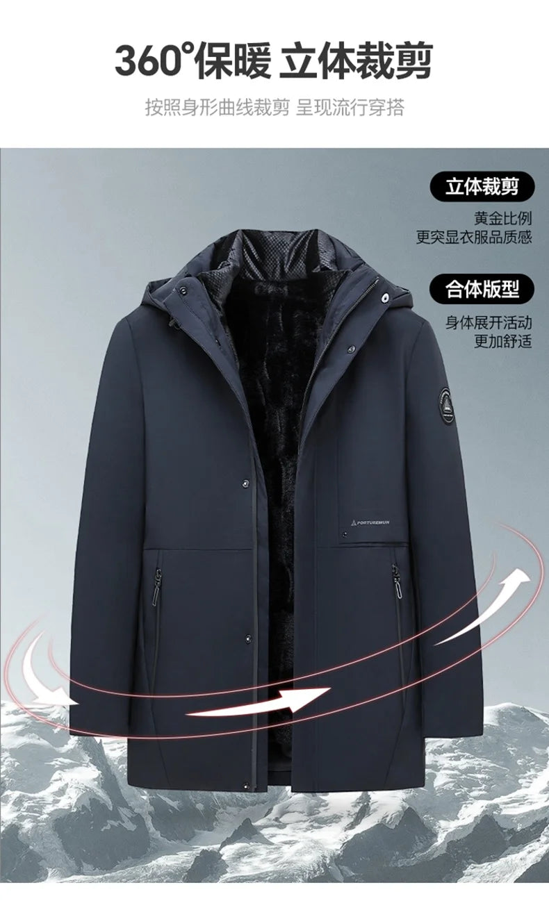 Vyriška Ilga Žieminė Parka Striukė - su Kailiuku ir Gobtuvu