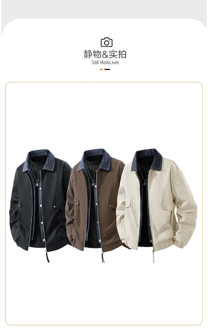 Vyriška Džinsinė Striukė su Spaudiniais - Pavasario Rudens Verslo Casual