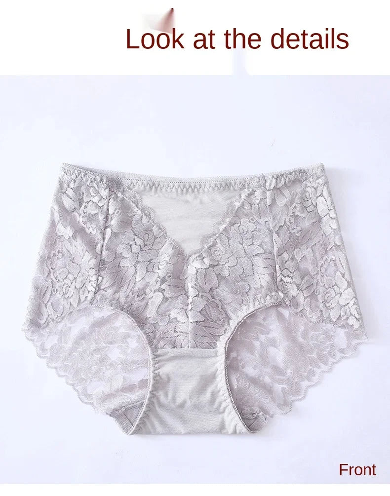 Moterų Nėrinių Kelnaitės - Elegantiškos Aukštu Liemeniu su Gėlių Raštu