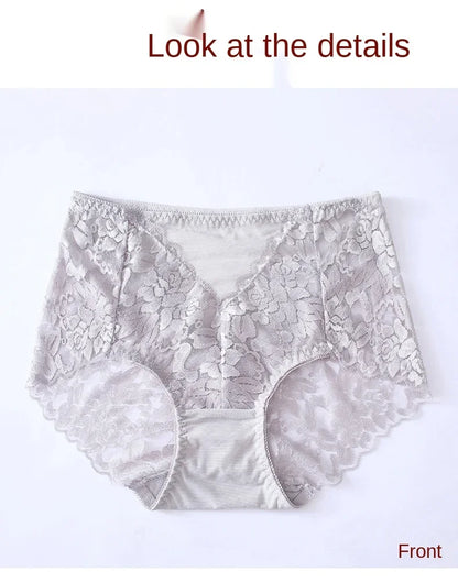 Moterų Nėrinių Kelnaitės - Elegantiškos Aukštu Liemeniu su Gėlių Raštu