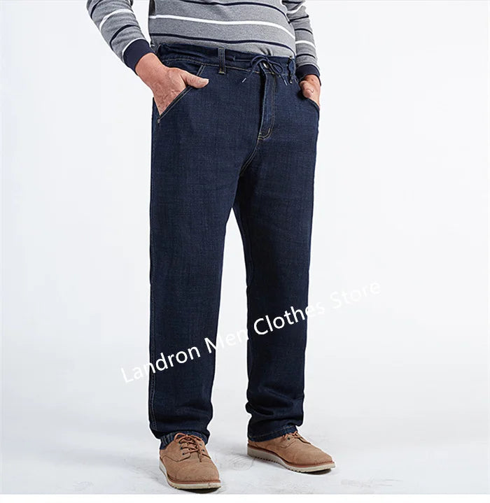 Vyriški Džinsai Didelių Dydžių iki 180KG - Tiesūs Aukštu Liemeniu Dad Džinsai