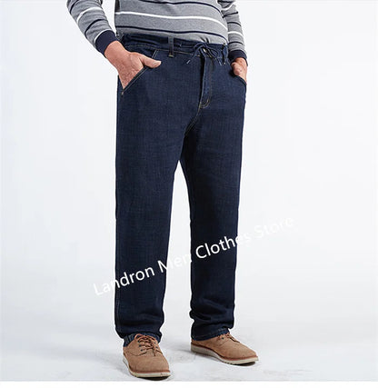 Vyriški Džinsai Didelių Dydžių iki 180KG - Tiesūs Aukštu Liemeniu Dad Džinsai