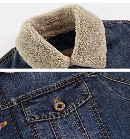 Vyriška Žieminė Džinsinė Striukė su Pūkiniu Pamušalu - Sustiprintas Trucker Modelis