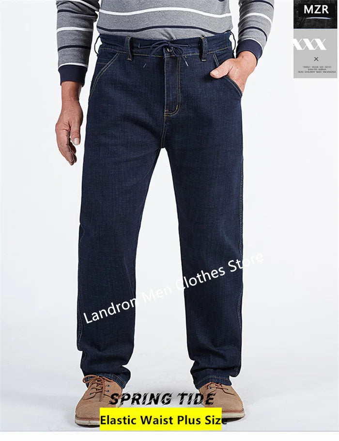 Vyriški Džinsai Didelių Dydžių iki 180KG - Tiesūs Aukštu Liemeniu Dad Džinsai