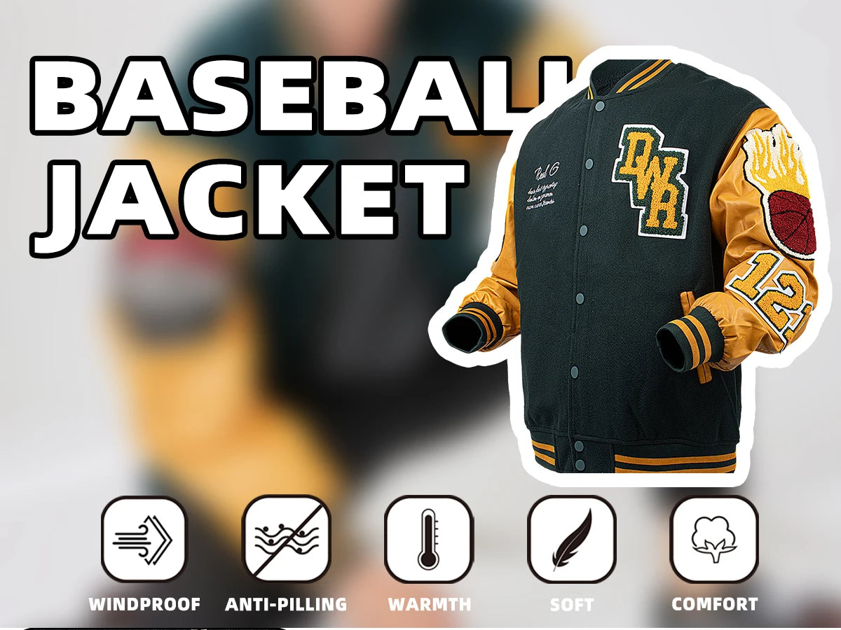 Vyriška Bomber Striukė - Siuvinėta Varsity Motociklininkų Striukė