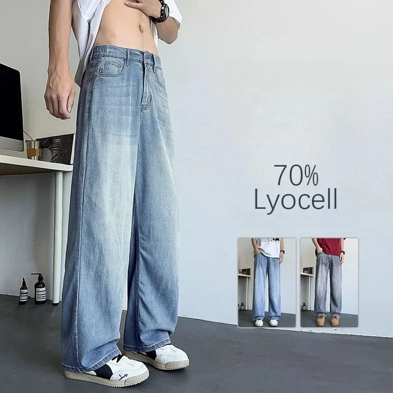 Vyriški Baggy Džinsai - Madingi Laisvo Kirpimo Denim Kelnės Gatvės Stiliui Korėjietiška Mada