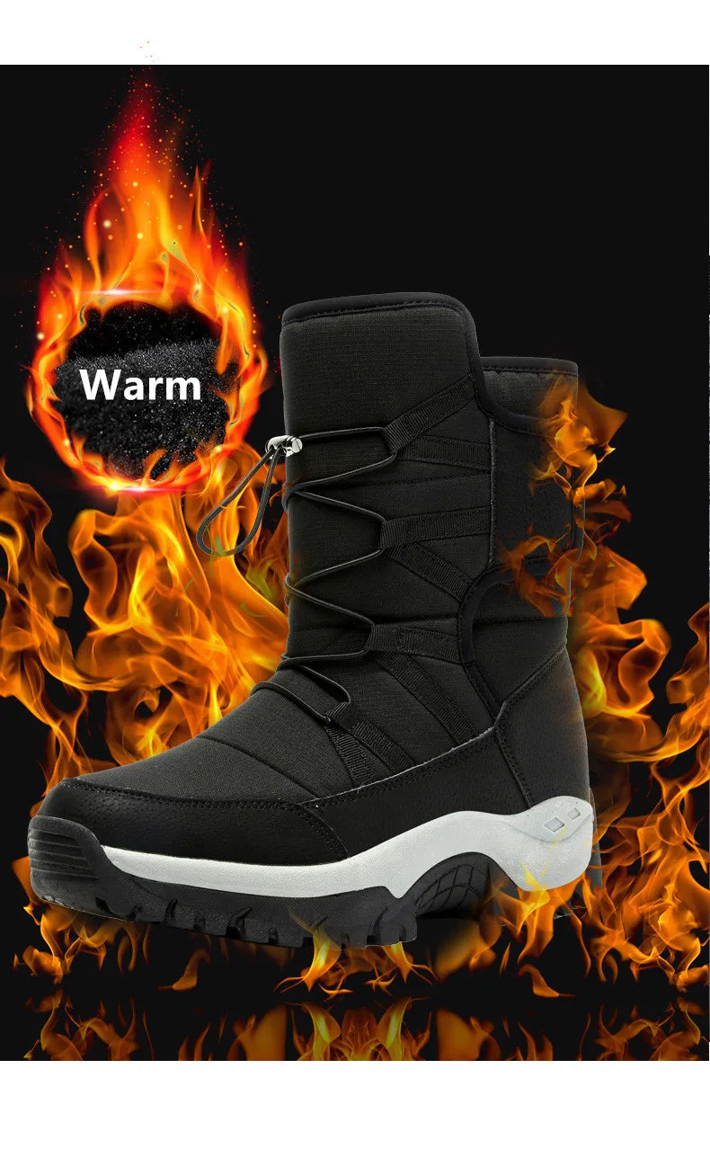 Vyriški Aukšti Žieminiai Batai su Kailiuku - Neslystantys Sniego Batai Darbui