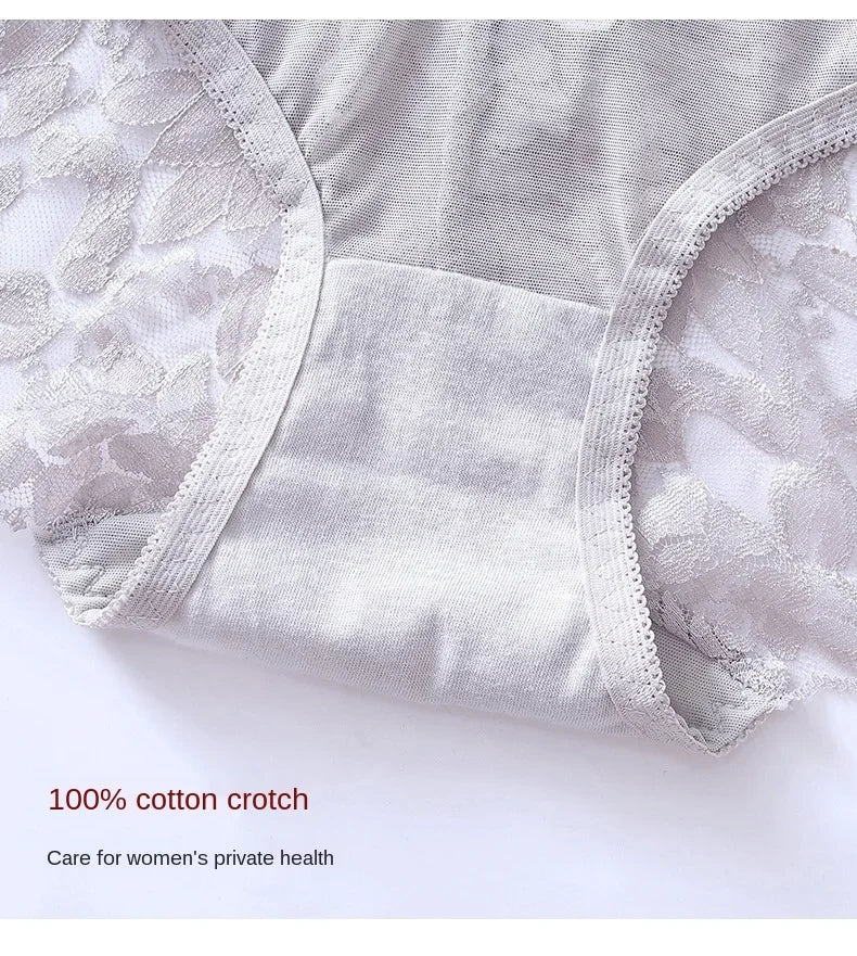 Moterų Nėrinių Kelnaitės - Elegantiškos Aukštu Liemeniu su Gėlių Raštu