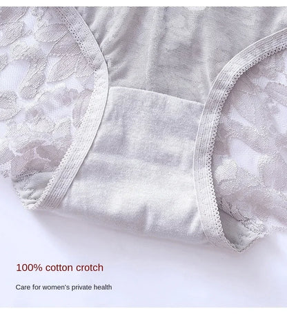 Moterų Nėrinių Kelnaitės - Elegantiškos Aukštu Liemeniu su Gėlių Raštu