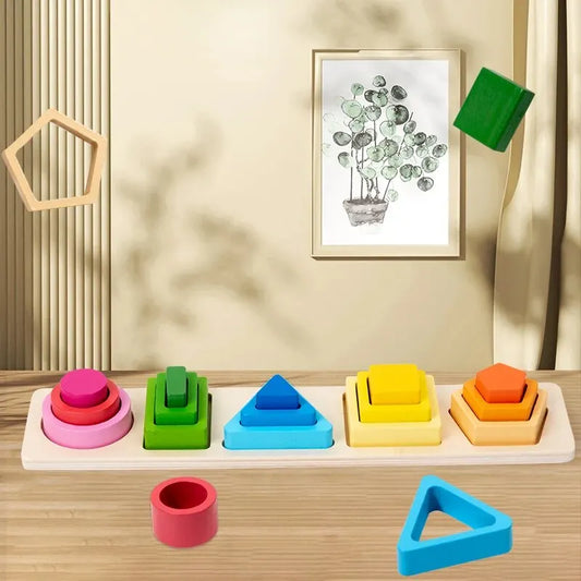 Montessori Medinis Rūšiavimo Žaislas Vaikams | Formų ir Spalvų Rūšiuotojas - Edukacinis Žaislas