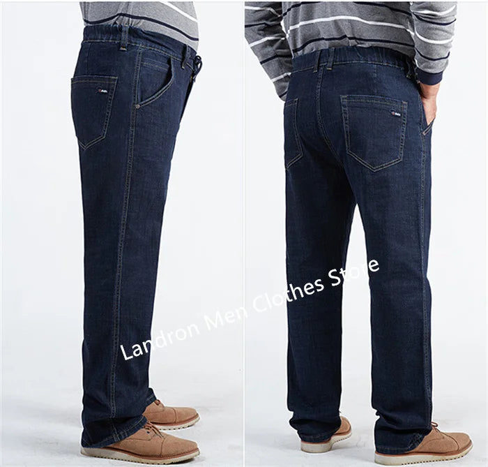 Vyriški Džinsai Didelių Dydžių iki 180KG - Tiesūs Aukštu Liemeniu Dad Džinsai