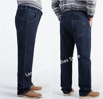 Vyriški Džinsai Didelių Dydžių iki 180KG - Tiesūs Aukštu Liemeniu Dad Džinsai