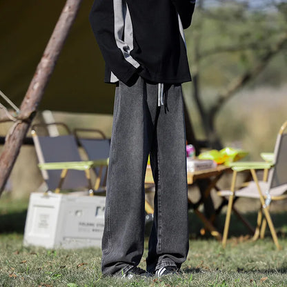 Vyriški Klasikiniai Džinsai - Laisvi Platūs Ilgi su Elastingu Liemeniu