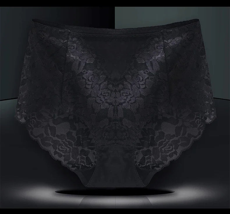 Moterų Nėrinių Kelnaitės - Elegantiškos Aukštu Liemeniu su Gėlių Raštu