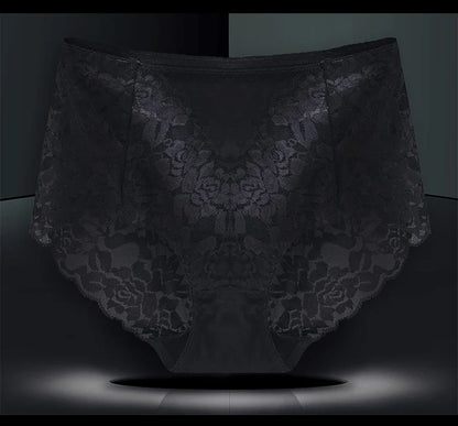 Moterų Nėrinių Kelnaitės - Elegantiškos Aukštu Liemeniu su Gėlių Raštu