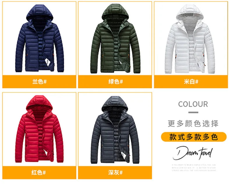 Vyriška Žieminė Striukė su Gobtuku - Lengva Vatinė Striukė Dryžuotu Dizainu