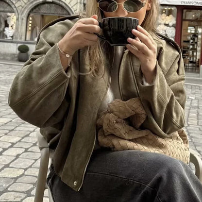 Moteriškas Paltas - Stilingas Rudens Žiemos Švarkas Moterims Laisvo Kirpimo