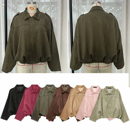 Moteriškas Paltas - Stilingas Rudens Žiemos Švarkas Moterims Laisvo Kirpimo