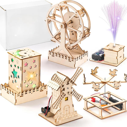 Medinis STEM Konstruktorius Vaikams | DIY 3D Dėlionė - Mokslo Projektas Berniukams ir Mergaitėms