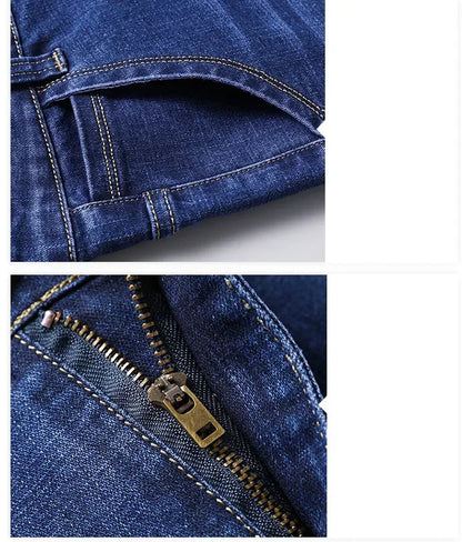 Vyriški Verslo Stiliaus Džinsai  Pavasario Rudens Juodi Mėlyni Elastingi Tiesūs Denim Kelnės