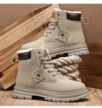 Vyriški Žieminiai Batai su Kailiuku - Šilti Aukšti Batai Storais Padais