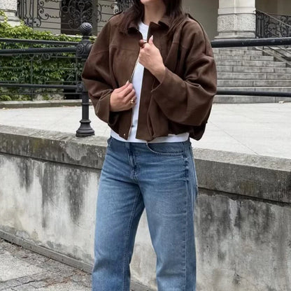 Moteriškas Paltas - Stilingas Rudens Žiemos Švarkas Moterims Laisvo Kirpimo