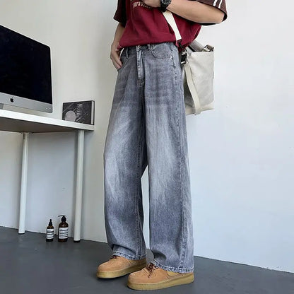Vyriški Baggy Džinsai - Madingi Laisvo Kirpimo Denim Kelnės Gatvės Stiliui Korėjietiška Mada