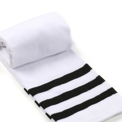 Moteriškos Kojinės iki Šlaunų - Pailgintos Dryžuotos Megztos Kojinės Storesnėms Kojoms