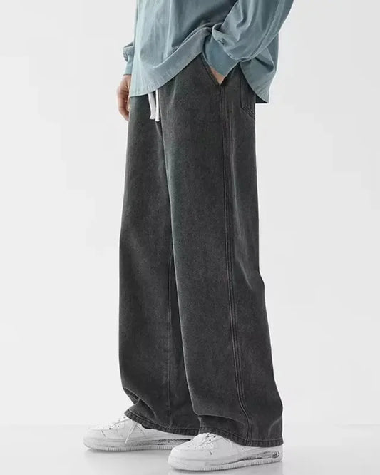 Vyriški Tiesūs Džinsai - Laisvi Plačios Kelnės Hong Kong Stiliaus Rudens Sezonui