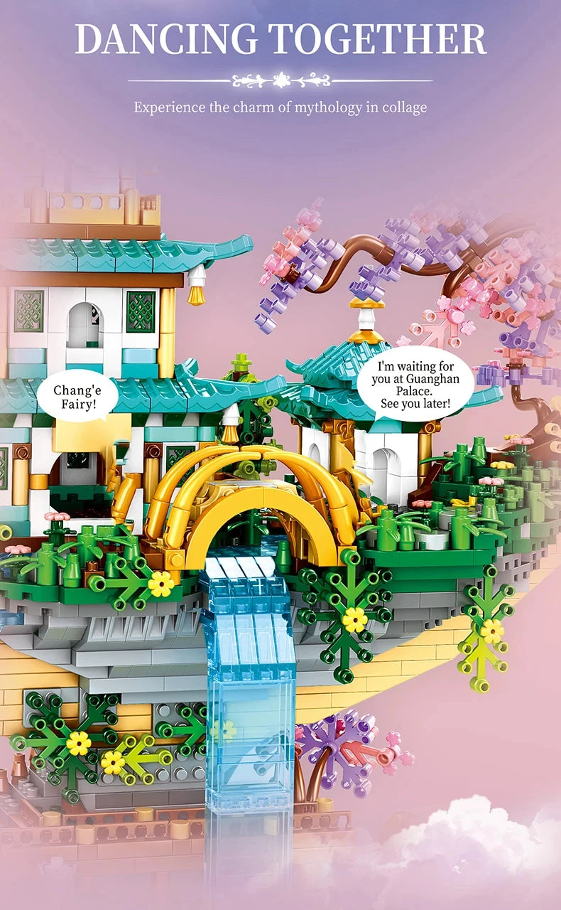 MOC Mėnulio Rūmai - Krioklys, Tvenkinys, Pilis - Konstruktorius su Apšvietimu Vaikams