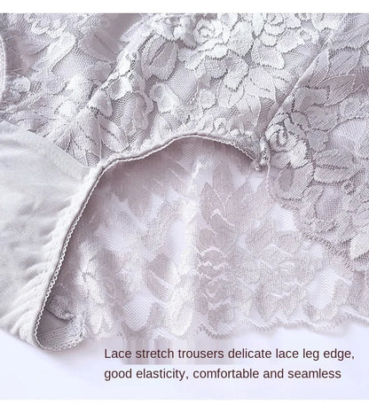 Moterų Nėrinių Kelnaitės - Elegantiškos Aukštu Liemeniu su Gėlių Raštu