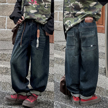 Vaikų Baggy Džinsai Paaugliams - Distressed Retro Stiliaus Denim Kelnės