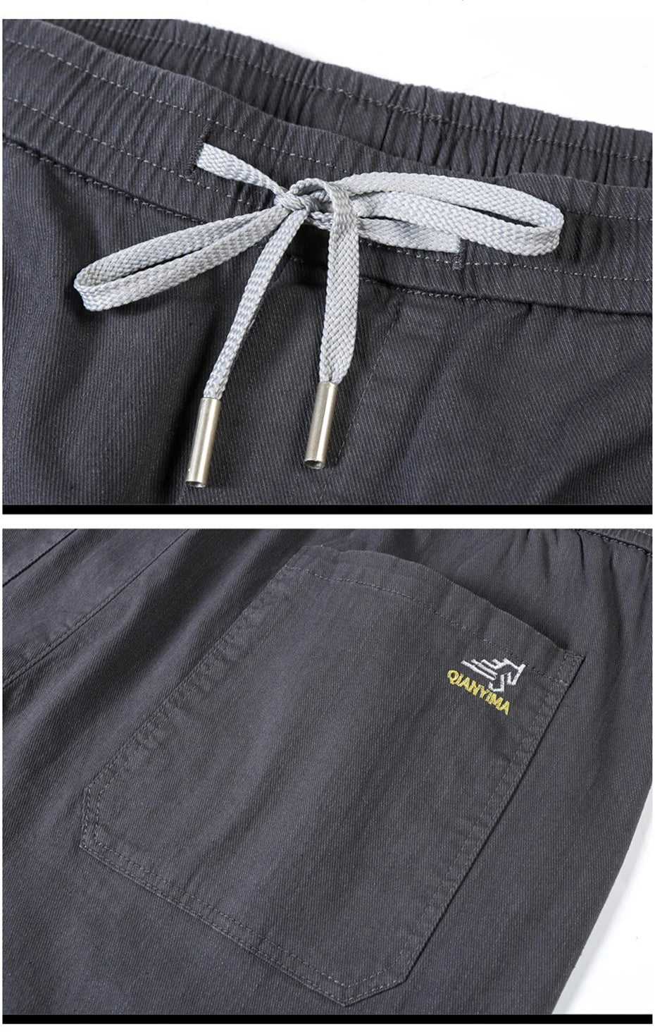 Vyriškos Kelnės - Elastinga Juosmena - Pilkos Juodos