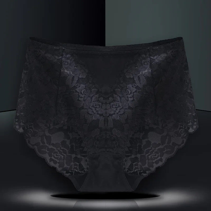 Moterų Nėrinių Kelnaitės - Elegantiškos Aukštu Liemeniu su Gėlių Raštu