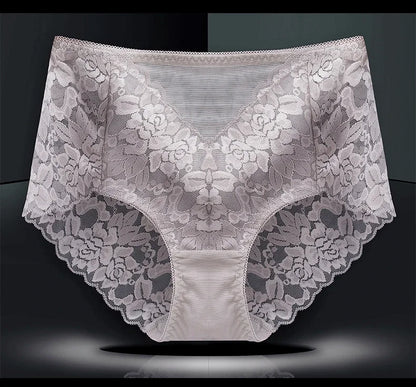 Moterų Nėrinių Kelnaitės - Elegantiškos Aukštu Liemeniu su Gėlių Raštu