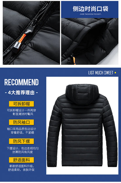 Vyriška Žieminė Striukė su Gobtuku - Lengva Vatinė Striukė Dryžuotu Dizainu