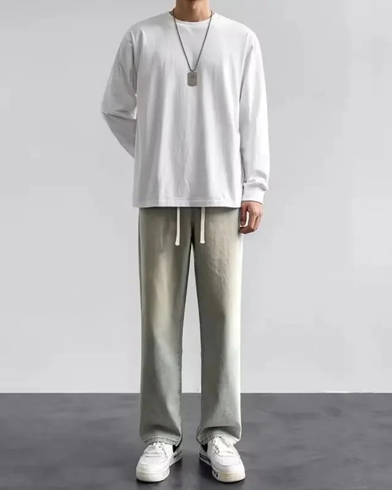 Vyriški Tiesūs Džinsai - Laisvi Plačios Kelnės Hong Kong Stiliaus Rudens Sezonui