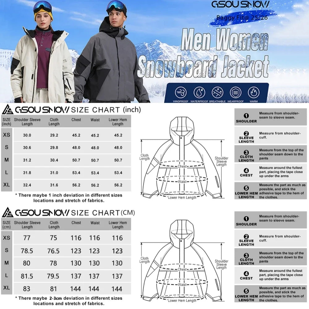 Slidinėjimo Striukė  - Vandeniui Atspari Snowboard Striukė su Gobtuku