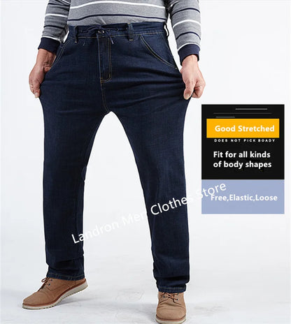 Vyriški Džinsai Didelių Dydžių iki 180KG - Tiesūs Aukštu Liemeniu Dad Džinsai