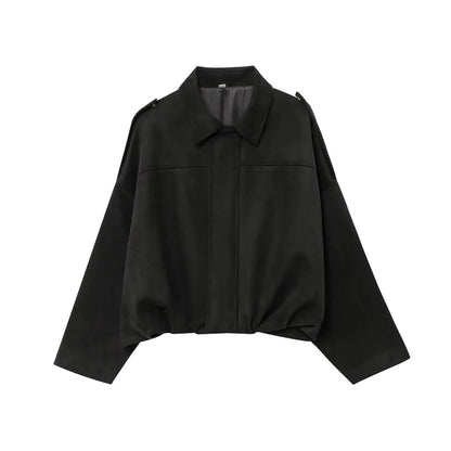 Moteriškas Paltas - Stilingas Rudens Žiemos Švarkas Moterims Laisvo Kirpimo