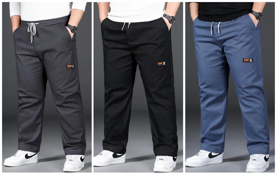 Vyriškos Kelnės - Elastinga Juosmena - Pilkos Juodos