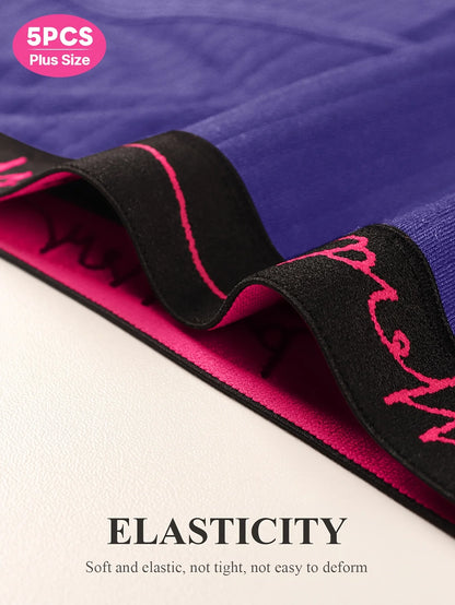 Moteriškos Kelnaitės 5 Vnt. Komplektas - Vidutinio Liemens su Raidėmis ir Vertikaliomis Juostelėmis