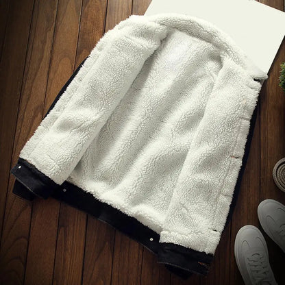 Vyriška Žieminė Džinsinė Striukė su Pūkiniu Pamušalu - Šilta Sustiprintas Denim Striukė Didelių Dydžių