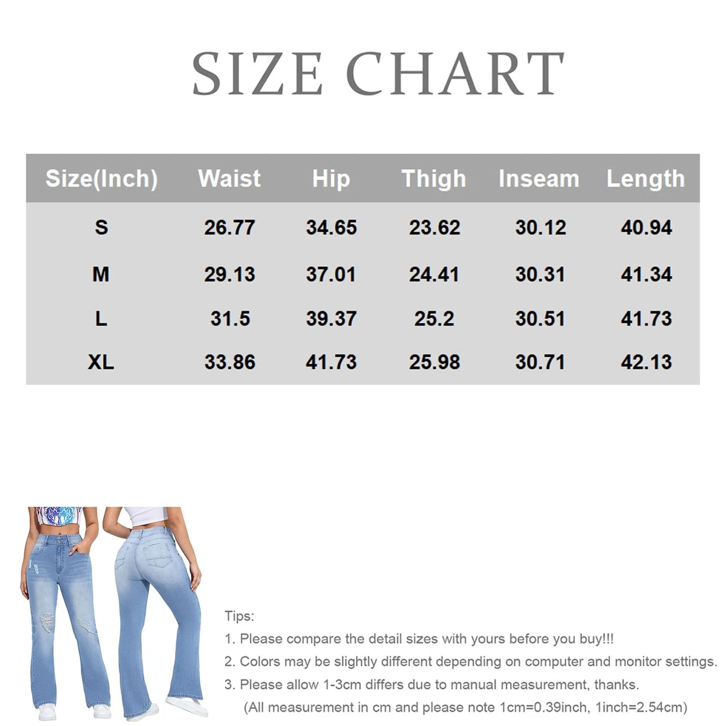 Moterų Džinsai su Klešomis - Bell Bottom Tiesios Kojos  Darbo Kelnės