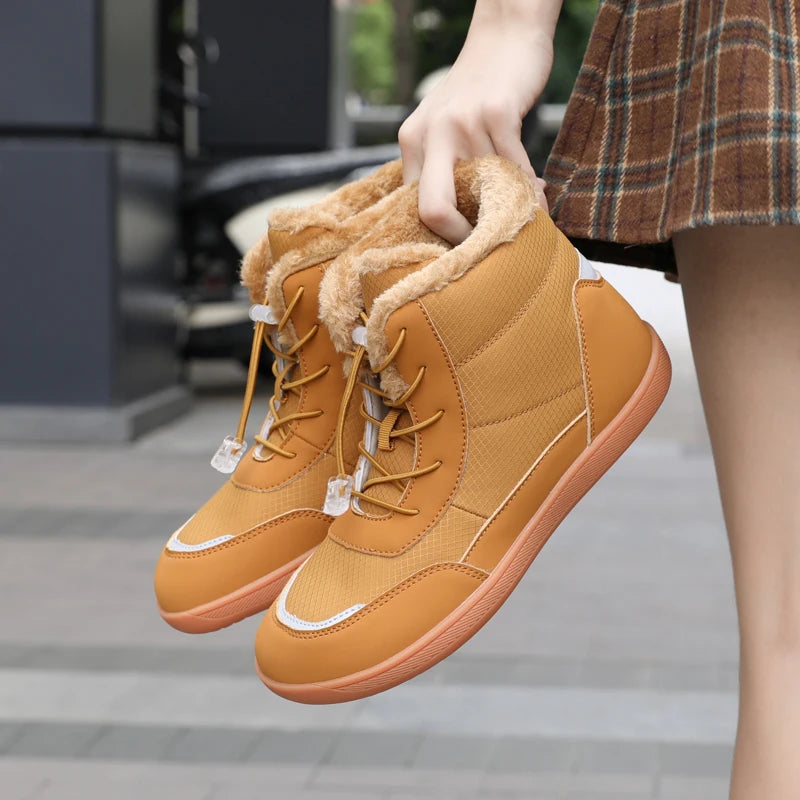 Žieminiai Barefoot Batai Moterims - Šilti Sniego Batai su Pliušu - Vandeniui Atsparūs