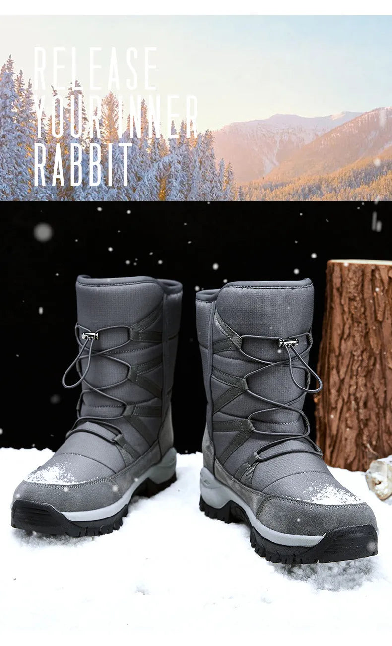 Vyriški Aukšti Žieminiai Batai su Kailiuku - Neslystantys Sniego Batai Darbui