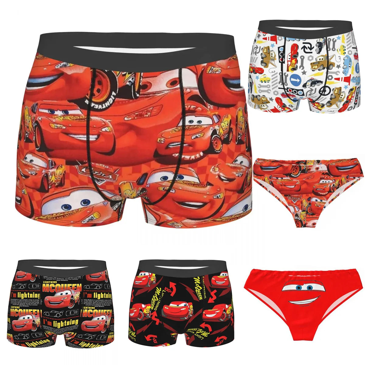 Vyriškos Boxer Briefs - Lightning McQueen Cars Galaxy Linksmi Dizainai