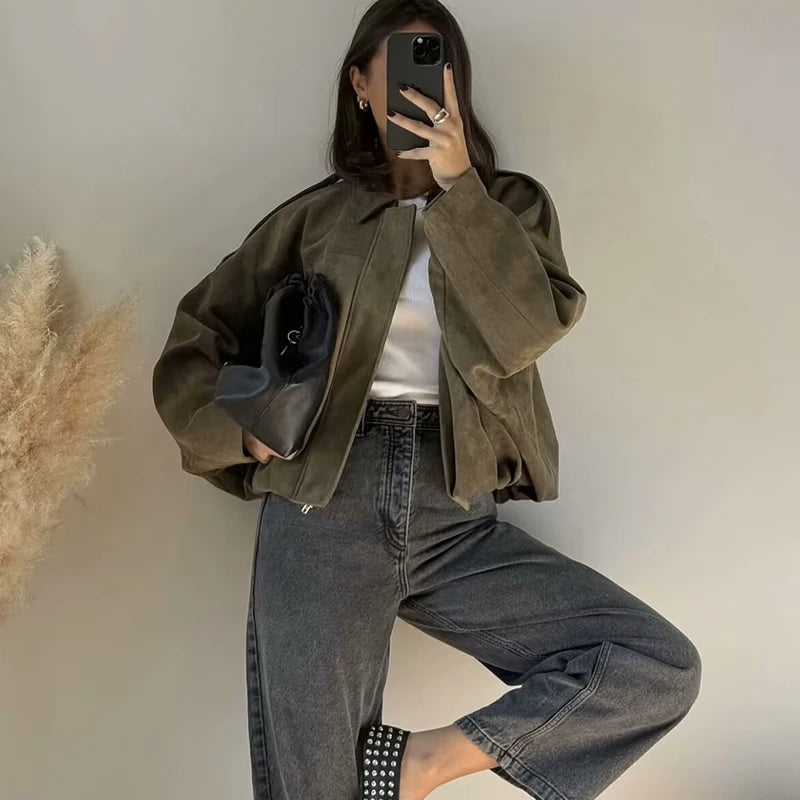 Moteriškas Paltas - Stilingas Rudens Žiemos Švarkas Moterims Laisvo Kirpimo