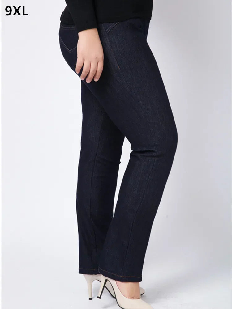 Moteriški Džinsai Aukštoms Moterims Didelių Dydžių - Slim Fit Aukštu Liemeniu