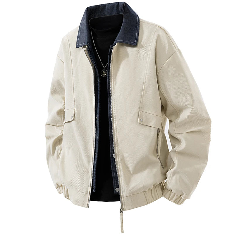 Vyriška Džinsinė Striukė su Spaudiniais - Pavasario Rudens Verslo Casual